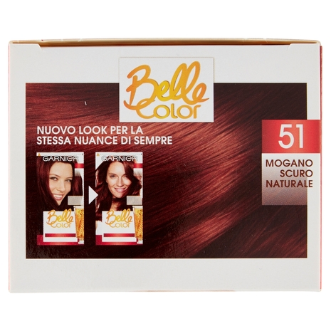 Garnier Belle Color Colore Luminoso, Tinta per Capelli Bianchi 51 Mogano Scuro Naturale